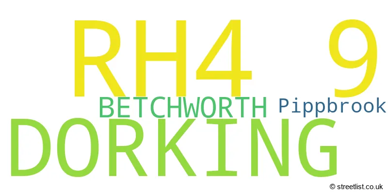 A word cloud for the RH4 9 postcode
